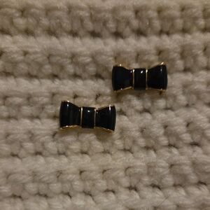 Kate Spade Black and Gold Bow Earrings